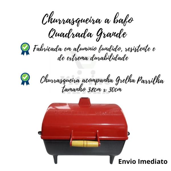 Churrasqueira a Bafo completa carvão grelha e pé com encaixe - CHURRASQUEIRA ALTA GOLD Imagem de Churrasqueira a Bafo completa carvão grelha e pé com encaixe
