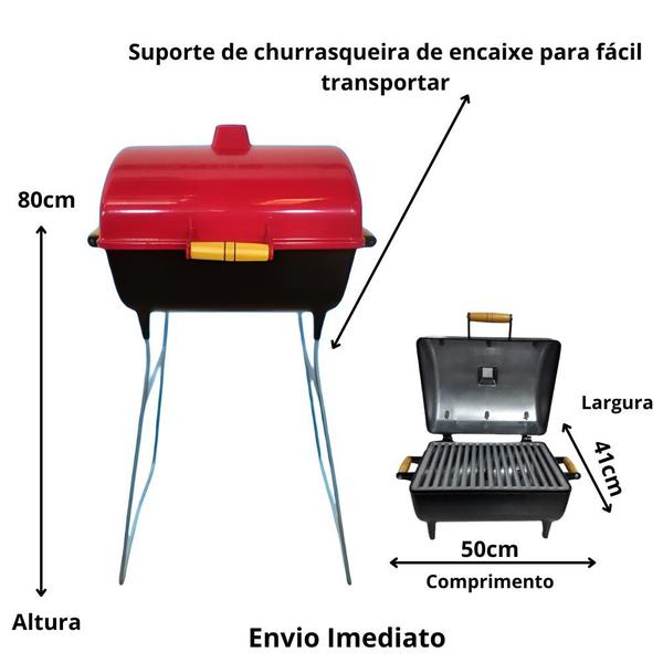 Churrasqueira a Bafo completa carvão grelha e pé com encaixe - CHURRASQUEIRA ALTA GOLD Imagem de Churrasqueira a Bafo completa carvão grelha e pé com encaixe