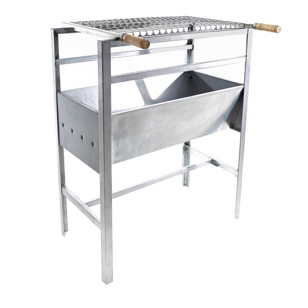 Churrasqueira a Carvão Portátil em Aço Fica com Grelha Inox cabo de Madeira G60 - Grill Viana