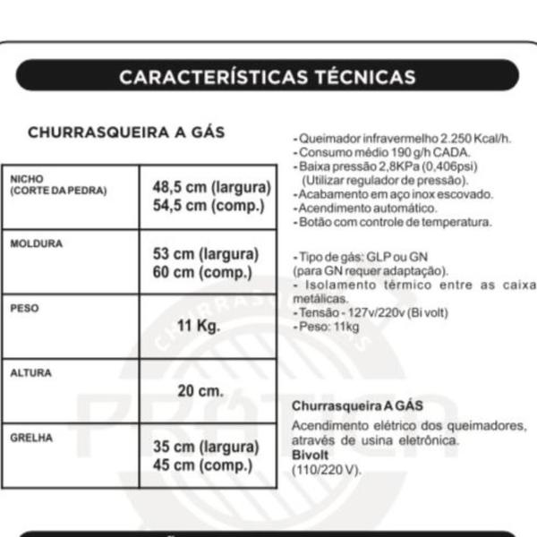 Imagem de Churrasqueira À Gás Natural De Embutir Inox 304