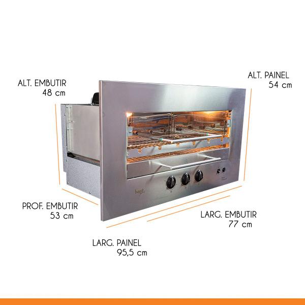 Imagem de Churrasqueira a Gás Rotativa Embutir 48x77cm Aço Inox Roast Premium 06 Bivolt - Hope