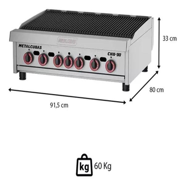 Churrasqueira Char Broiler 90x50 Inox A Gás 6 Queimadores Chb90 - METALCUBAS Imagem de Churrasqueira Char Broiler 90x50 Inox A Gás 6 Queimadores Chb90