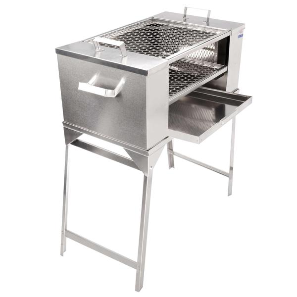 Imagem de Churrasqueira Churrasco Sem Fumaça Ecológica Inox com Suporte Tamanho 70x40cm Mec G 