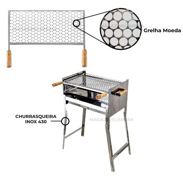 Imagem de churrasqueira com grelha de inox portatil pés dobravel