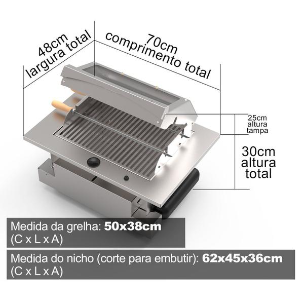 Imagem de Churrasqueira Cooktop de Embutir à Gás GN Saro Inox