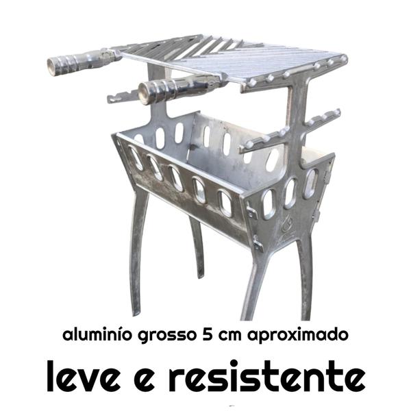 Churrasqueira De Alumínio Fundido Desmontável Grande+ 2 Espetos 50 Cm - top Imagem de Churrasqueira De Alumínio Fundido Desmontável Grande+ 2 Espetos 50 Cm