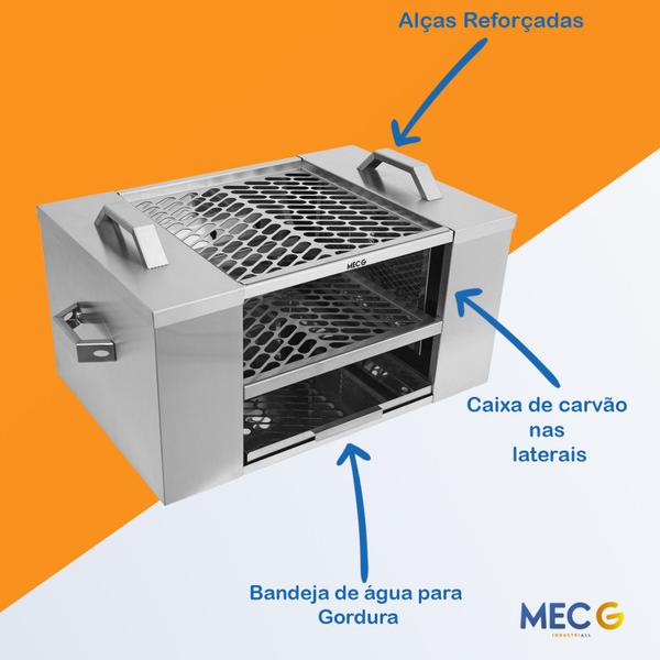 Imagem de Churrasqueira Ecológica 60x40 Inox 304 Não Enferruja Mecg