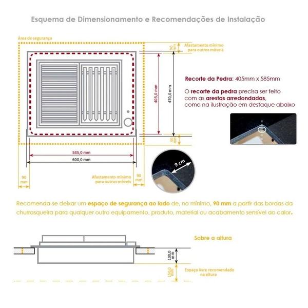 Imagem de Churrasqueira Elétrica 220v de Embutir com Duas Grelhas 60X47 em Aço Inox - JX Metais