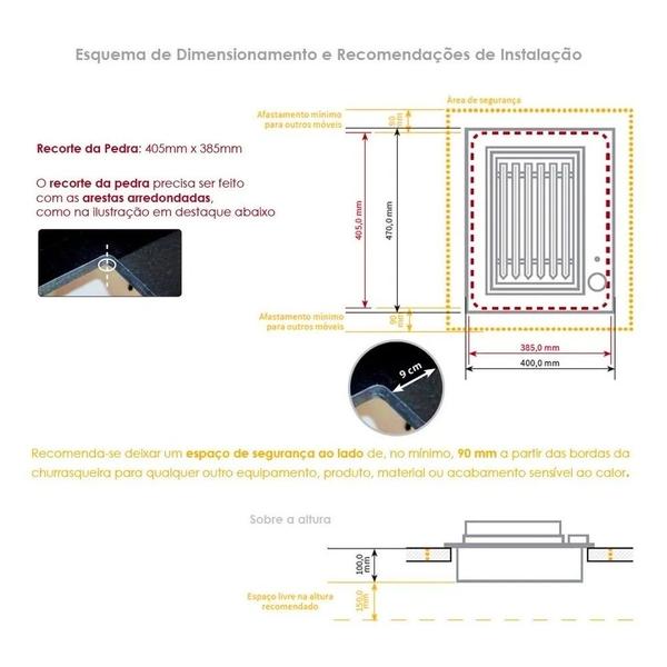 Imagem de Churrasqueira Elétrica de Embutir 40X47 com Grelha Argentina em Aço Inox - JX Metais