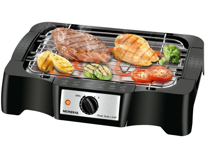 Churrasqueira Elétrica Portátil Mondial - Pratic Steak & Grill CH-07 com Grelha Churrasqueira Elétrica Portátil Mondial - Pratic Steak & Grill CH-07 com Grelha