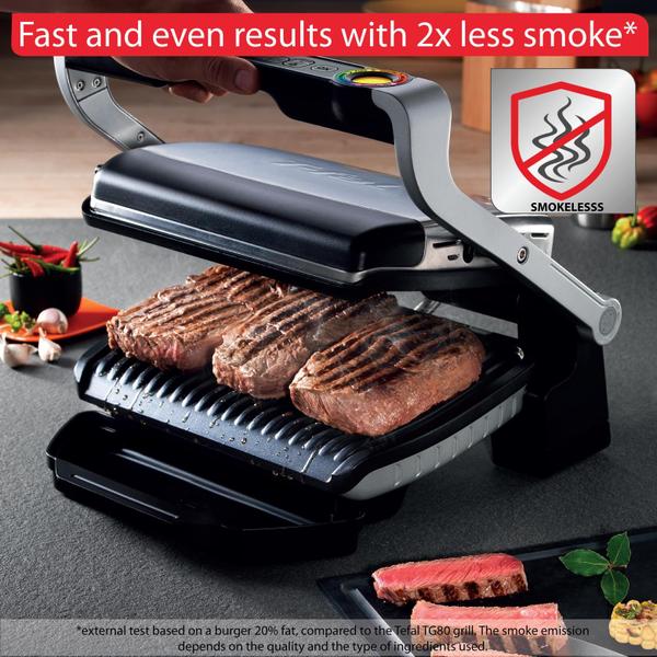 Imagem de Churrasqueira elétrica T-fal OptiGrill em aço inoxidável 4 porções