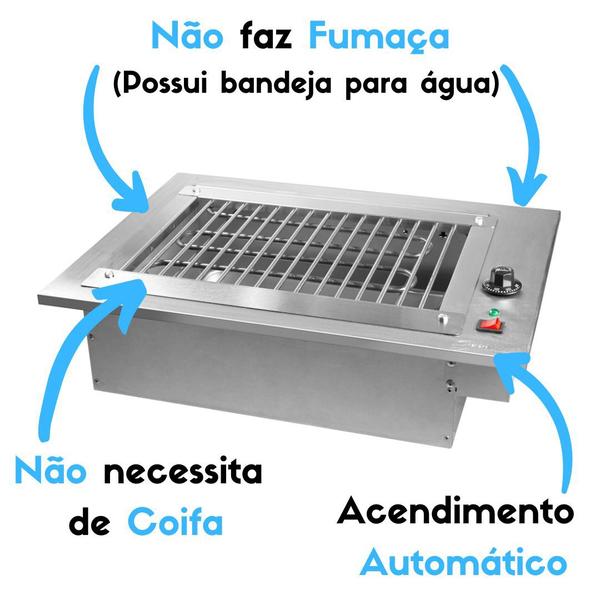 Imagem de Churrasqueira Embutir Elétrica Grelha Inox Uruguaia