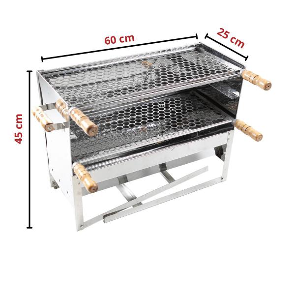 Imagem de Churrasqueira Espetinho inox Portatil Incluso 2 Grelha Inox com Avental