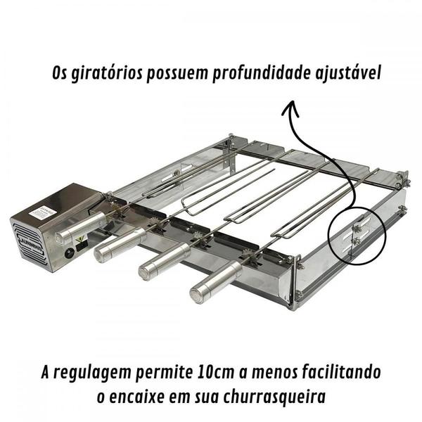 Imagem de Churrasqueira Giratória Baixa Inox 4 Espetos Motor Direito