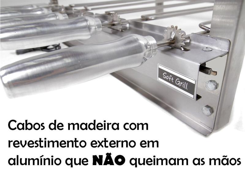 Churrasqueira Giratória Grill Inox Gira Soft Grill 3 Espetos + Espeto Grelha Lado Esquerdo Imagem de Churrasqueira Giratória Grill Inox Gira Soft Grill 3 Espetos + Espeto Grelha Lado Esquerdo