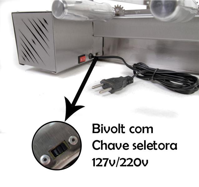 Churrasqueira Giratória Grill Inox Gira Soft Grill 3 Espetos + Espeto Grelha Lado Esquerdo Imagem de Churrasqueira Giratória Grill Inox Gira Soft Grill 3 Espetos + Espeto Grelha Lado Esquerdo