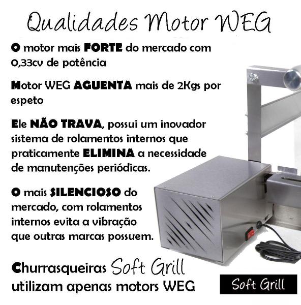 Imagem de Churrasqueira Giratória Grill Inox Gira Soft Grill 4 Espetos + Espeto Grelha + Faca Lado Direito