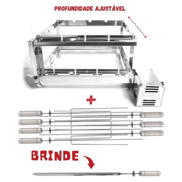 Imagem de Churrasqueira Giratório 7Espetos Profundidade 55cm Ajustável