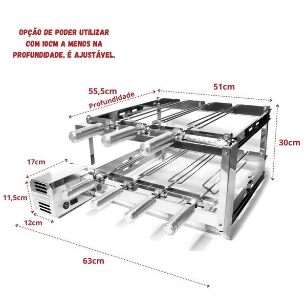 Imagem de Churrasqueira Giratório 7Espetos Profundidade 55cm Ajustável