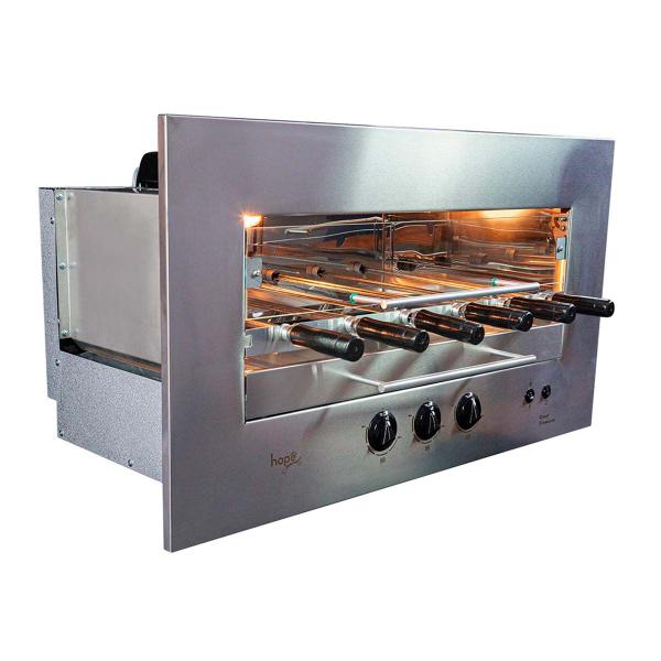 Imagem de Churrasqueira Gourmet Rotativa a Gás Natural Embutir 48x77cm Aço Inox Roast Premium 06 Bivolt - Hope