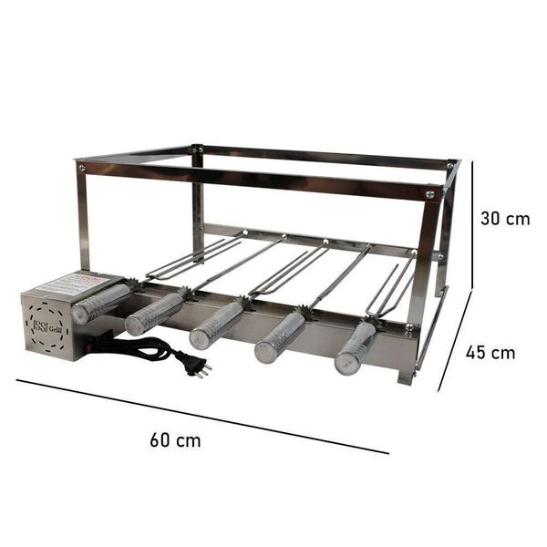 Imagem de Churrasqueira Grill Giratória Inox Gira 5 Espetos Motor Weg