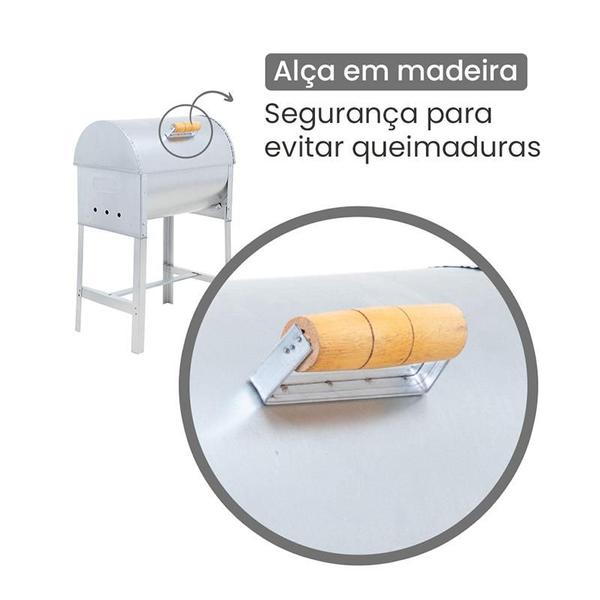 Imagem de Churrasqueira Mini a Bafo Aço Galvanizado Com Tampa e Alça de Madeira - Gudim