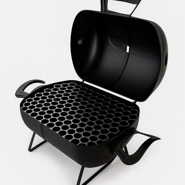 Churrasqueira Móvel Com Tampa Bafinho 45x35x32cm Tambor Mini Preta - HN