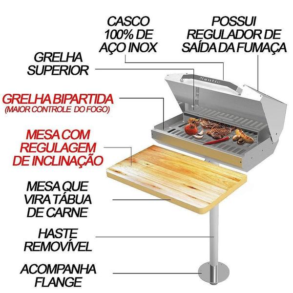 Imagem de Churrasqueira Náutica Para Lancha Barco Aço Inox Mesa Apoio