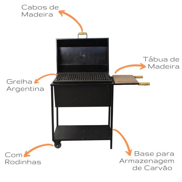 Imagem de Churrasqueira Parrilla Bafo Grande com Rodas Brasa Forte