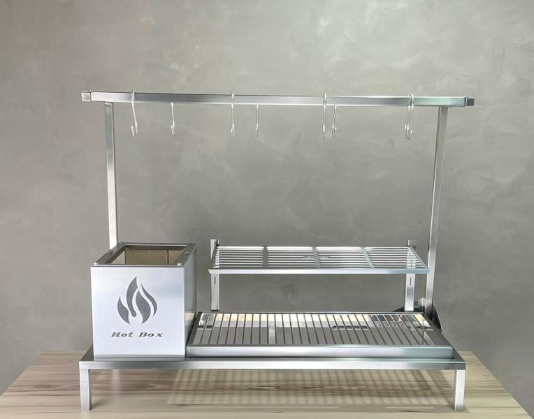 Churrasqueira Parrilla em INOX com Firebox e Grelha Uruguaia + KIT TENDAL 89x34cm - CWD Imagem de Churrasqueira Parrilla em INOX com Firebox e Grelha Uruguaia + KIT TENDAL 89x34cm