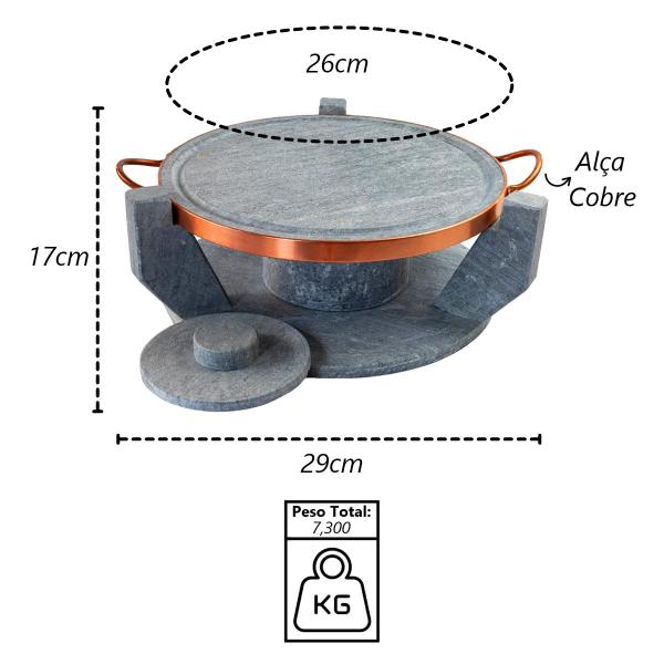 Imagem de Churrasqueira Pedra Sabão Grelha Funda Sem Tampa P 26cm