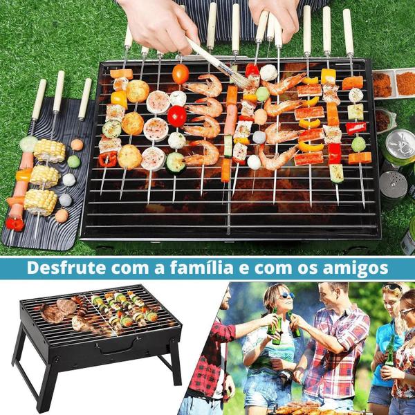 Imagem de Churrasqueira Pequena Caixa Movél Desmontável Grill Camping 