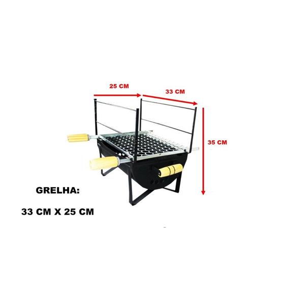 Imagem de Churrasqueira Pequena de Mesa Com Grelha a Carvão Mini Porquinho Desmontável Preta Portátil Casa Rancho Camping Acampame