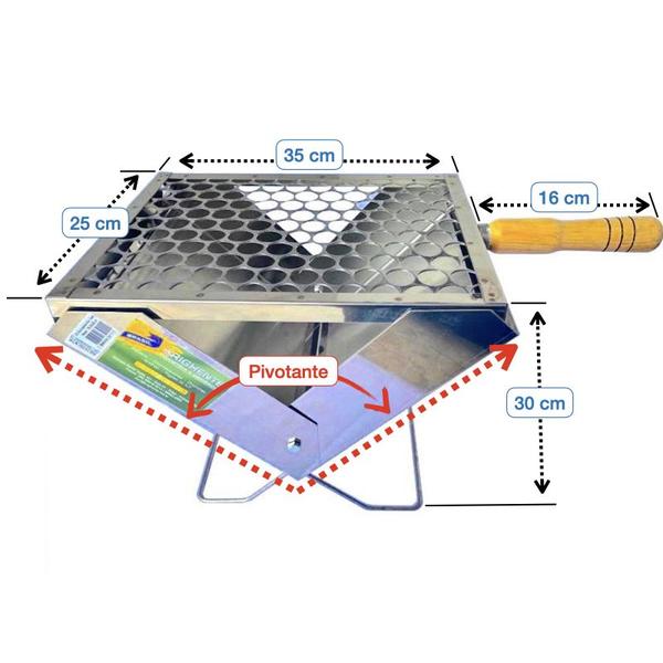 Imagem de Churrasqueira Pequena Portátil Camping Praia Pesca Inox MDI18