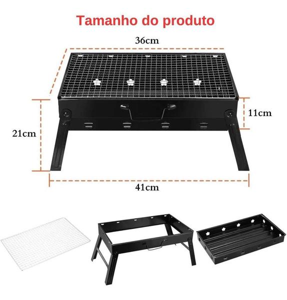 Imagem de Churrasqueira Portatil Dobravel Carvao Desmontavel Praticidade