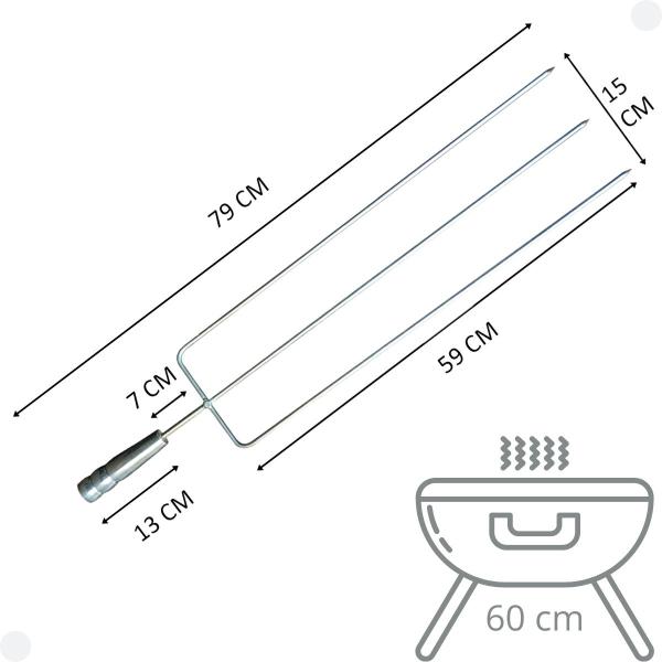 Imagem de Churrasqueiro Pro: Espeto Triplo Para Churrasco com 79 cm!