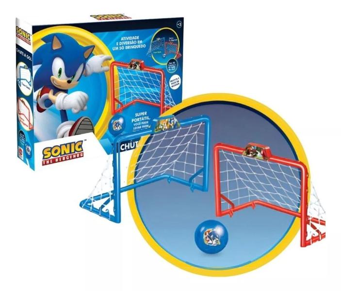 Imagem de Chute A Gol Do Sonic Conjunto Infantil De Futebol Com Mini Trave Desmontável + Bola