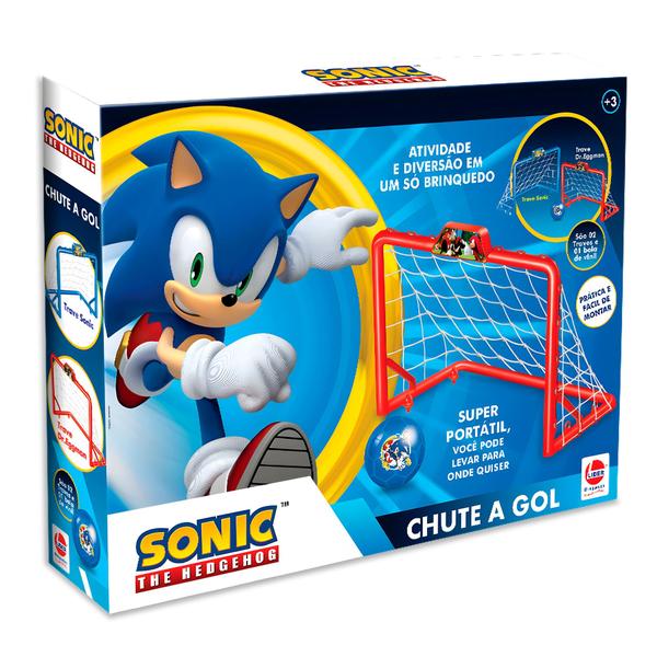 Imagem de Chute A Gol Sonic 2 Traves E 1 Bola De Futebol Infantil Para Meninos - Líder Brinquedos