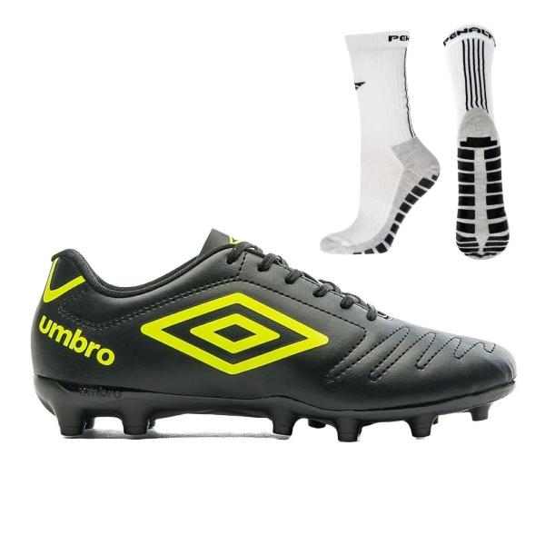 Imagem de Chuteira Campo Umbro Class Masculina + Meia Antiderrapante Branca