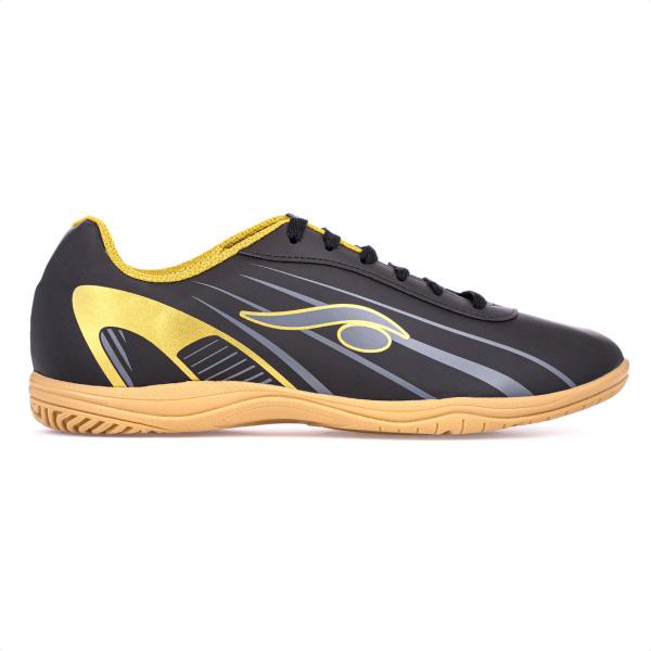 Imagem de Chuteira D'Six Futsal 6201 Preto Dourado e Cinza - Masculino