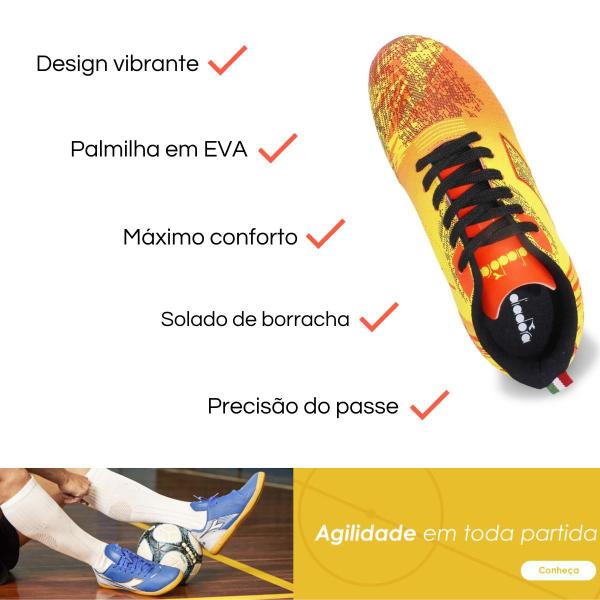 Imagem de Chuteira Diadora Jogo Society Infantil Menino Amarelo Neon