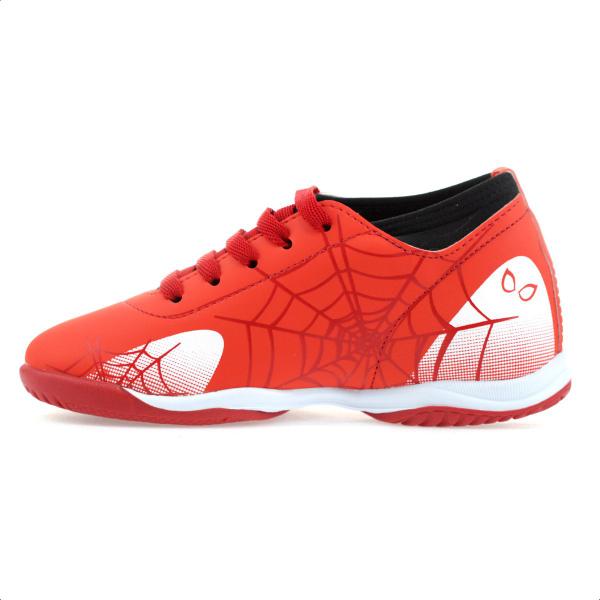 Imagem de Chuteira Dray Futsal Marvel 4504 Homem-Aranha Vermelho e Branco - Infantil