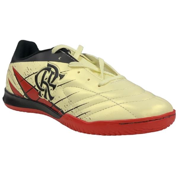 Imagem de Chuteira Flamengo Oxn Avanti 3 Futsal Adulto Pro PVC 2 - Bege/Vermelho/Preto