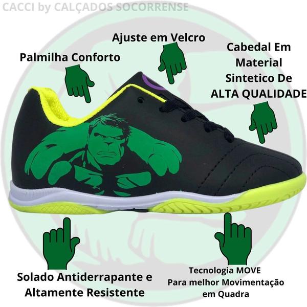 Imagem de Chuteira Hulk Infantil Futsal Dray Kids Marvel 4088