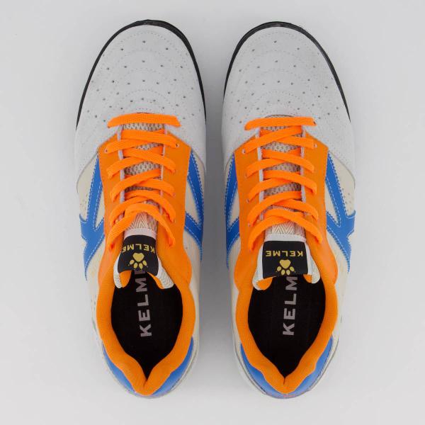 Imagem de Chuteira Kelme Elite Society Cinza Azul e Laranja