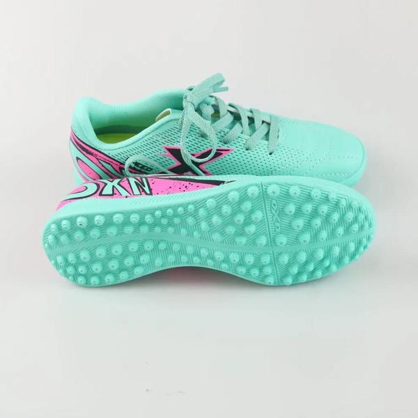 Imagem de Chuteira oxn speed 5 society pro pvc infantil - verde menta/pink/preto