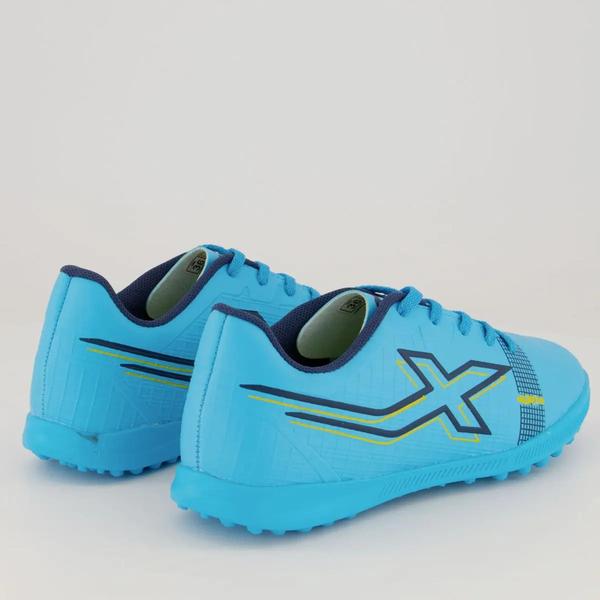 Imagem de Chuteira oxn velox 4 society pro pvc infantil - ciano/marinho/amarelo