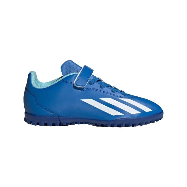 Imagem de Chuteira Society Adidas X Crazyfast.4 Infantil Com Tiras Autocolantes