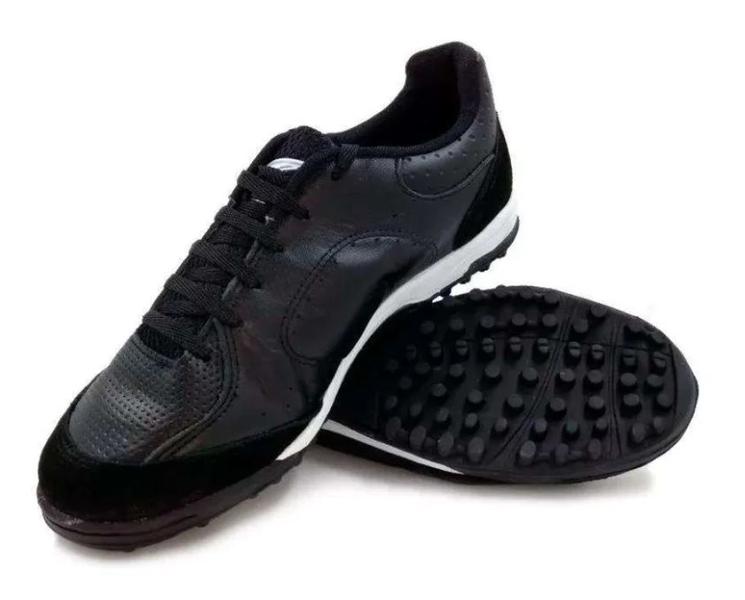 Imagem de Chuteira Society Couro Diavolo Touch ex Masculino-  Preto-Branco