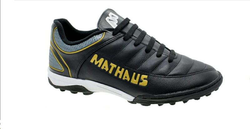 Imagem de Chuteira society masculina mathaus new galatic 0092 em couro e costurada